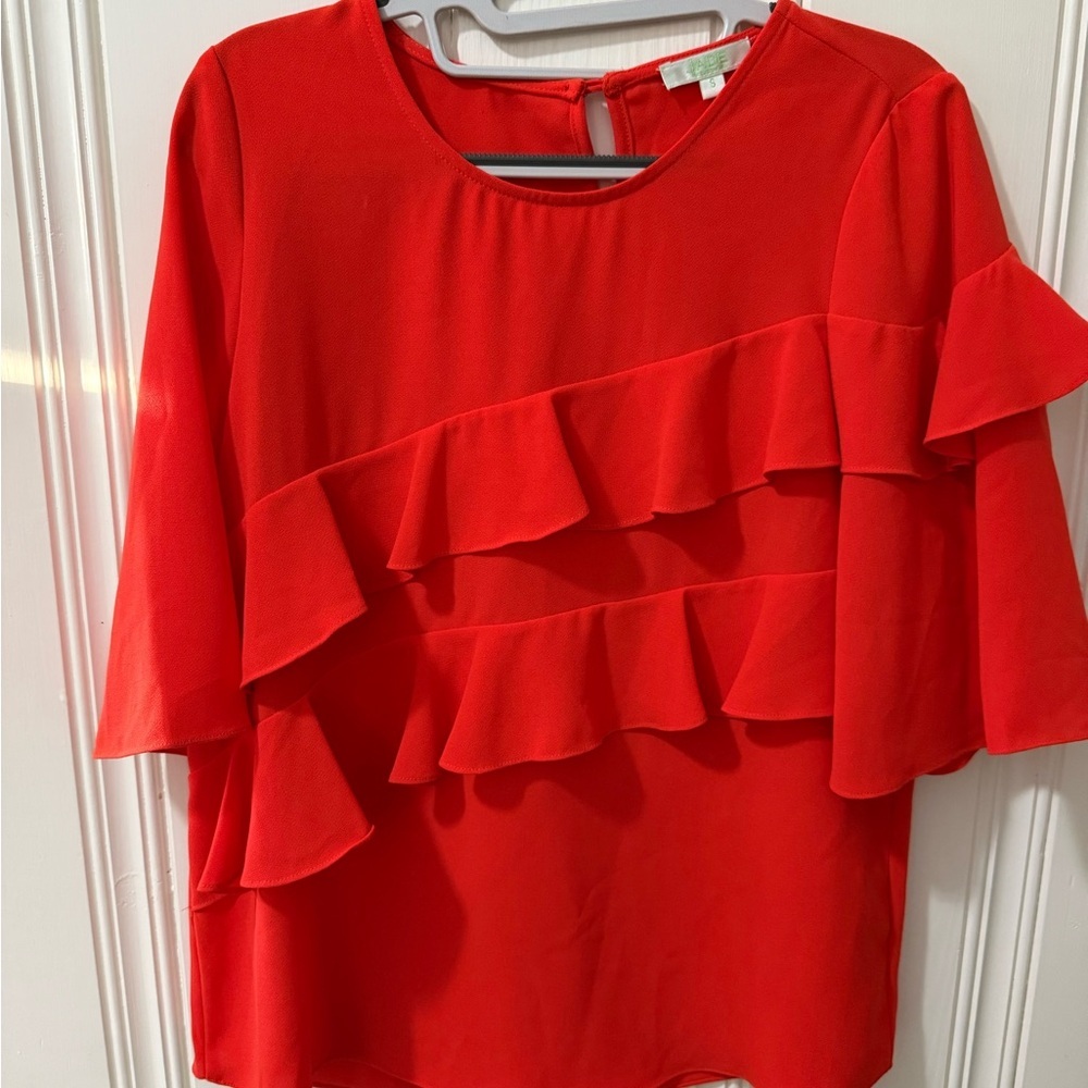 Jade Melody‎ Tam red Scarlet Ruffle Blouse S